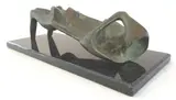 Peter Haden, Reclining Figure, bronze composite with a verdigris patina, on a marble base