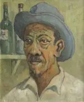 Conrad Theys, Plaasarbieder met Vaal Hoed, oil on canvas