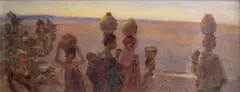 Constance Penstone, Collecting Water, watercolour on card