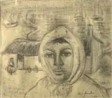 Maggie Laubser, Fisherman's Wife, charcoal on paper