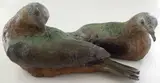 Robert Leggat, A Pair of Lemon (Cinnamon) Doves, bronze with a verdigris, brown and cream patina