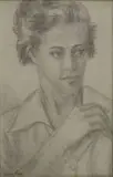 Pensive Woman by Maggie Laubser, charcoal, sold Apr 2014