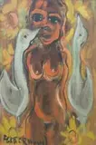 Nude with Geese and Flowers by Frans Claerhout, oil on board, offered Apr 2014