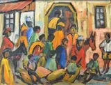 Stefan Ampenberger, A Gathering Outside a Building