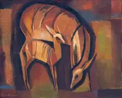 Nyala Doe and Calf by Nerine Desmond, oil on panel, offered Apr 2014