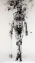 Diane Victor, Nelson-Ash, Long Walk, book ash and charcoal on paper
