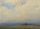 Extensive Landscape by Willem Hermanus Coetzer, oil on board, offered Nov 2013