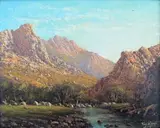 Tinus de Jongh, Mountainous Landscape with River