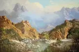 Gabriel de Jongh, Mountainous Landscape with River
