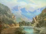 Gabriel de Jongh, Road and River, Mountains Beyond