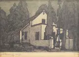 Jacobus Hendrik Pierneef, Farmhouse, etching with sugarlift