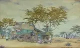 Erich Mayer, A Trek Encampment with Figures Resting under a Tree
