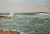 Walter Gilbert Wiles, Seascape, oil on board