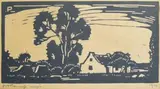 Plaasgebou (Nilant 52) by Jacobus Hendrik Pierneef, linocut on paper laid down on card, sold Nov 2013