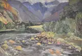 A Mountain Stream by Piet van Heerden, oil on board, sold Nov 2013
