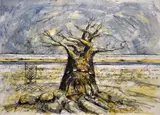 Georgie Papageorge, Baobab Tree, mixed media on paper