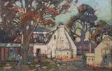Sydney Carter, Cottages, Swellendam, oil on board