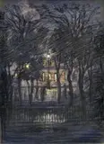 Hugo Naude, Euston Station, London, chalk pastel on paper