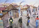 Phaswane David Mogano, Alex-T. Ship Scene, watercolour