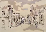 Figures in the Street by Gregoire Boonzaier, watercolour, offered Nov 2013