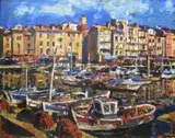 Gerhard Batha, Harbour with Fishing Boats, oil on canvas