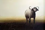 Craig Bone, Lone Buffalo, oil on canvas laid down on board