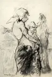 Alexander Rose-Innes, Girl with Baby, charcoal on paper