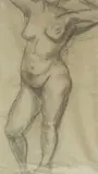 Maud Sumner, Standing Nude, charcoal