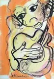 Frans Claerhout, Guitarist, mixed media on paper