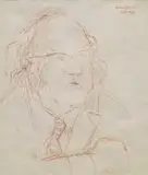 Katrine Harries, Portret van Dirk Opperman, conté on paper