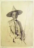Dorothy Kay, Old Malay Driver, etching
