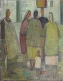 Barbara Grace Burry, Street Gossip, oil on board
