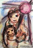 Frans Claerhout, Mother and Child, mixed media on paper