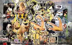 Asha Zero, _X_ _C_ VID CAPTURED WIZARDS, diptych, acrylic and pochoir on board