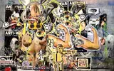 Asha Zero, _X_ _C_ VID CAPTURED WIZARDS, diptych, acrylic and pochoir on board