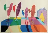 The Invention of Walking Feathers by Walter Battiss, colour screenprint, sold Nov 2013