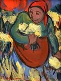 Flower Picker by Hennie Niemann Snr, oil on paper, offered Nov 2013