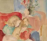 A Girl Holding her Dachshund by Maud Sumner, watercolour, offered Nov 2013