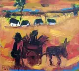 The Donkey Cart by Frans Claerhout, oil on board, offered Nov 2013