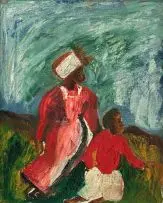 Gladys Mgudlandlu, Mother and Child, oil on canvas
