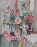 Still Life with Flowers in an Interior by Maud Sumner, watercolour, offered Jun 2014