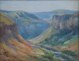 Mountainous Landscape by Hugo Naude, oil on board, offered Jun 2014
