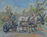 Donkey Cart by Gregoire Boonzaier, pastel and charcoal, sold Jun 2014