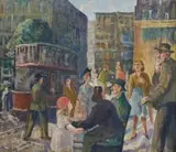 Reginald Turvey, Bustling Street Scene, Johannesburg
