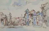 De Villiers-Straat, met Groen Toring, Distrik Ses by Gregoire Boonzaier, watercolour, sold Jun 2014