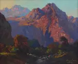 Stream through a Mountain Pass by Tinus de Jongh, oil on canvas, sold Jun 2014