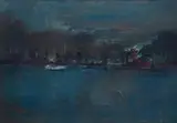 Carl Büchner, Cape Town Harbour, oil on board