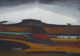 Pranas Domšaitis, Karoo in Brown and Red, oil on board