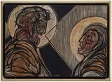 The Lord Meets his Mother by Cecil Skotnes, carved, incised and painted wood panel, sold Jun 2014