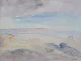 Overcast Seascape by Maud Sumner, pen, ink and watercolour, offered Jun 2014